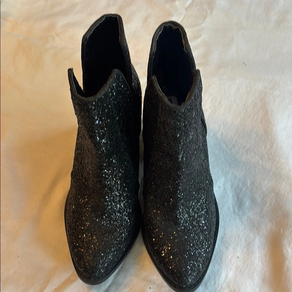 Not Rated Black Glitter Ankle Boots Sz 6.5